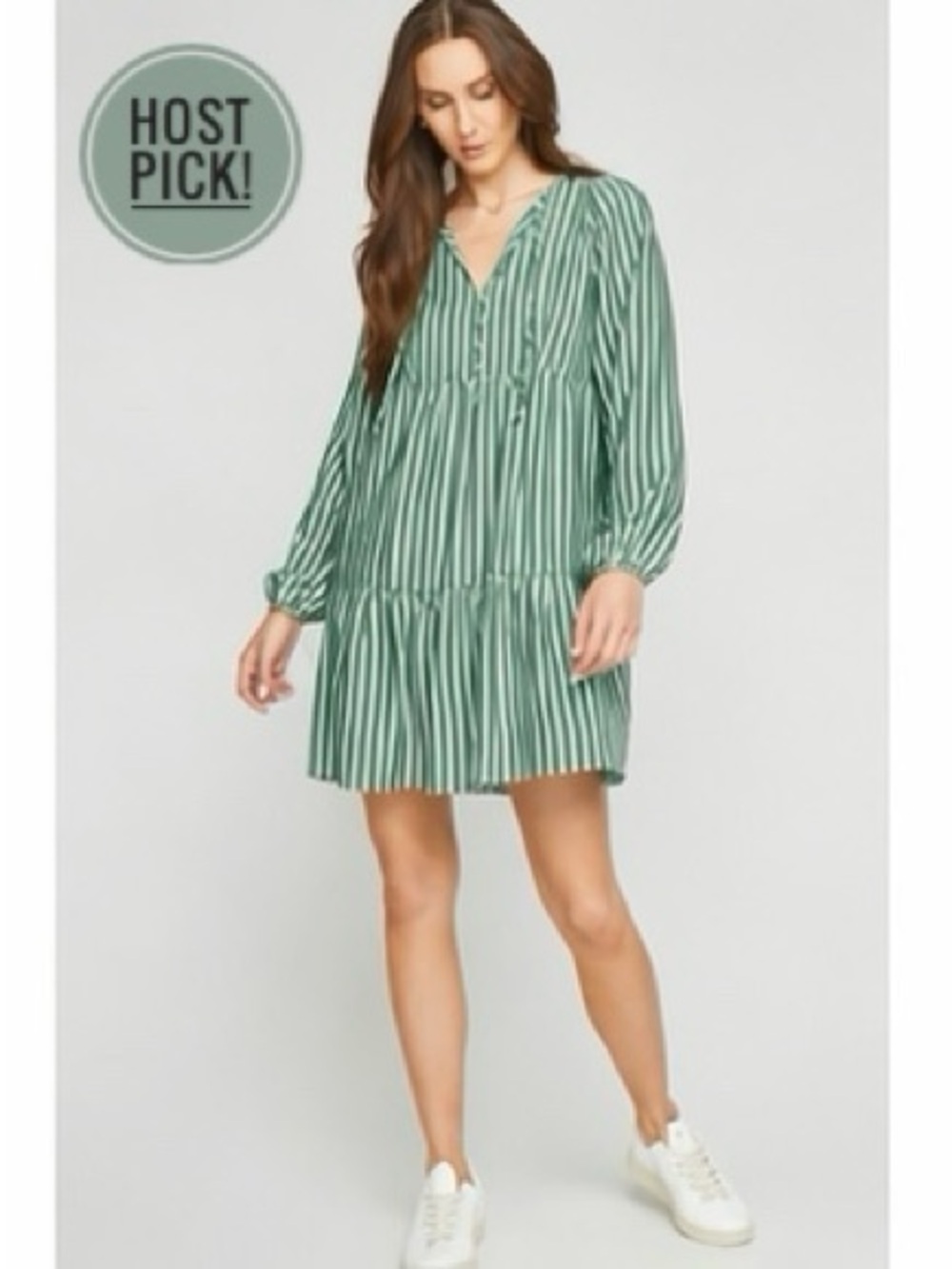 Gentle Fawn Green Striped Midi Dress